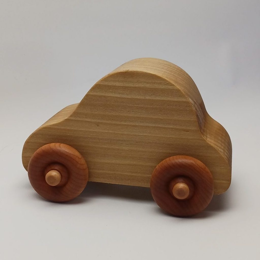 VW bug wood toy side view